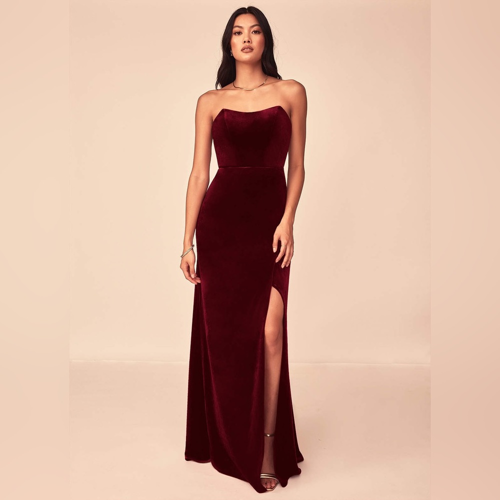 Betsy Adam dark red velvet / velour part dress gown size 8